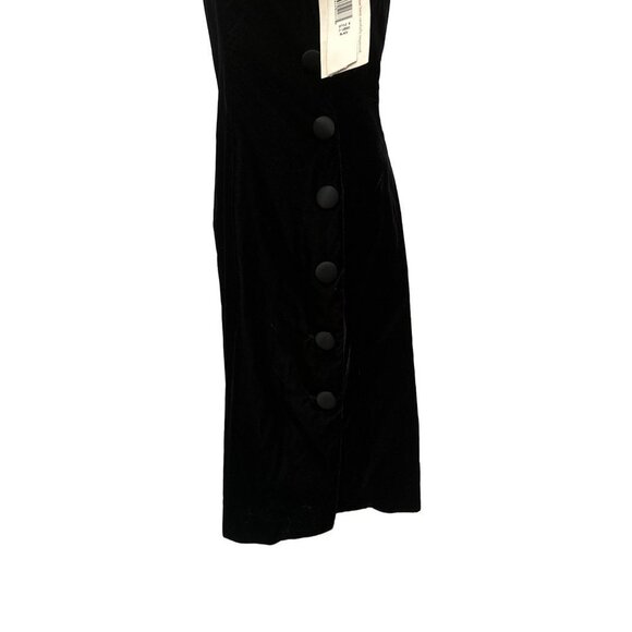 NWT Jessica Howard Black Dress Velvet Covered Buttons Down Side Scoop Neck 12 - Picture 4 of 13